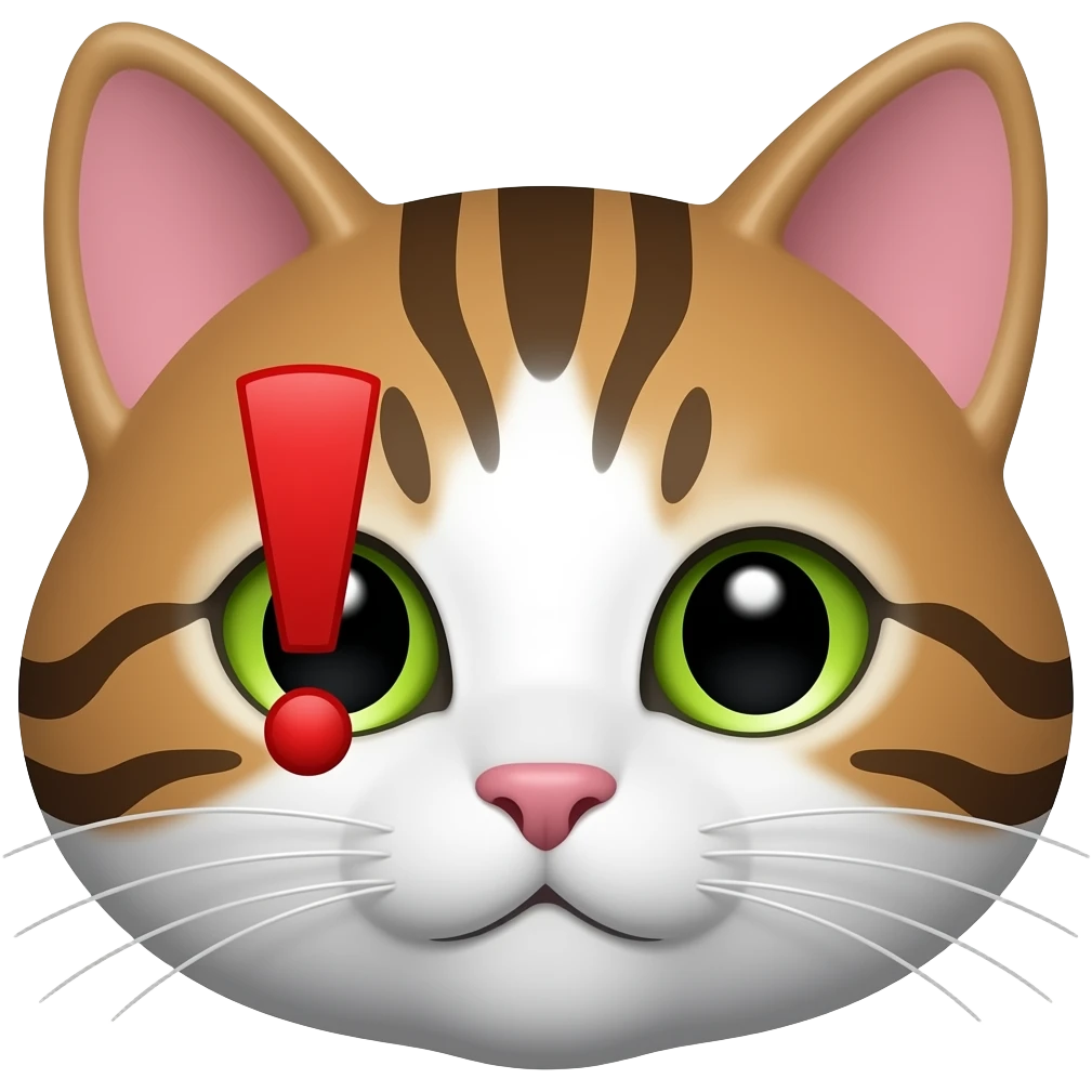 голова кота с красным восклицательным знаком слева emoji