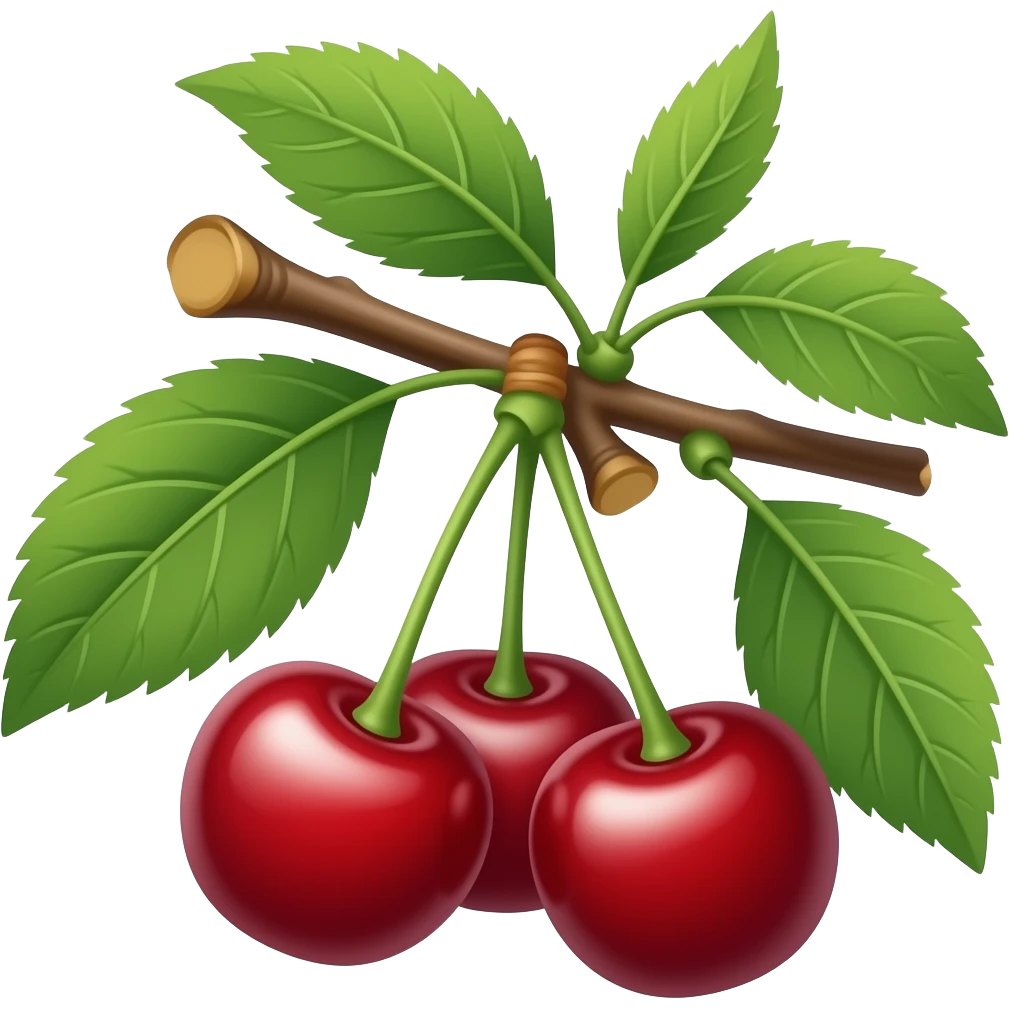 small, fresh early cherries on the tree in spring emoji