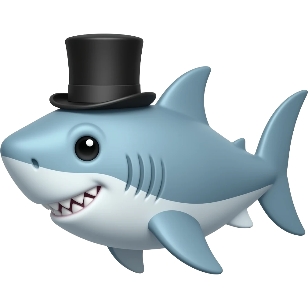 Shark with a top hat emoji