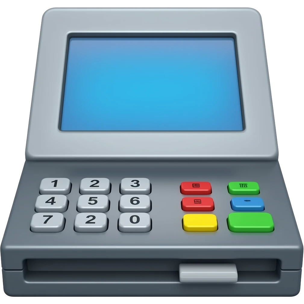 cashier machine with screen emoji