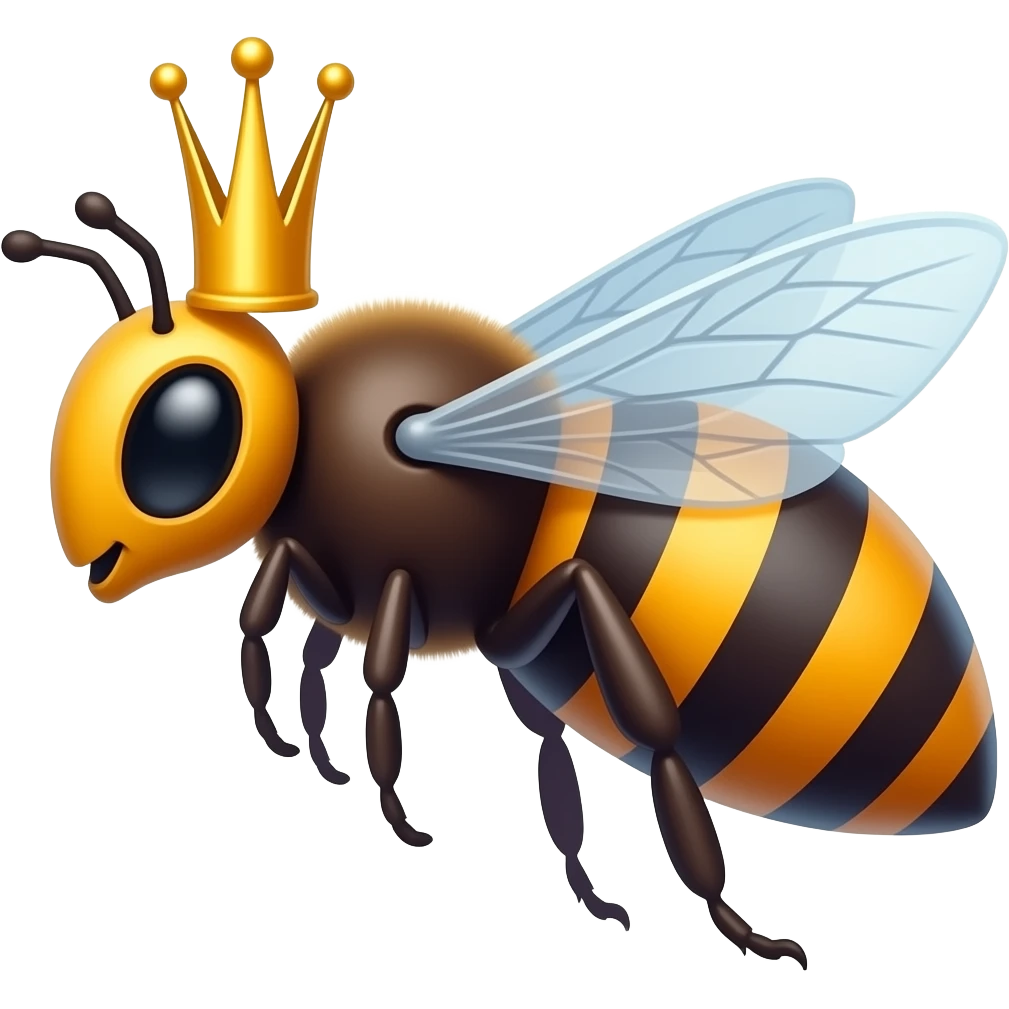 Pink Queen bee with crown at the side emoji