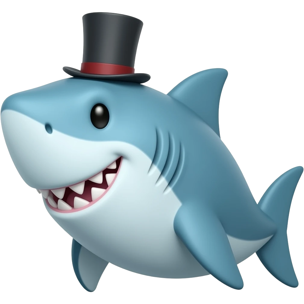 Shark with a top hat emoji