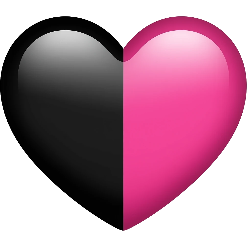 a heart emoji with the left side black and right half pink emoji