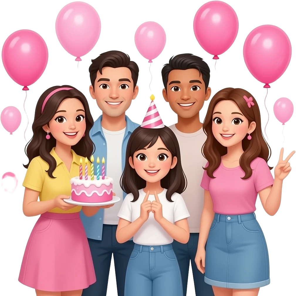Friends birthday pink emoji