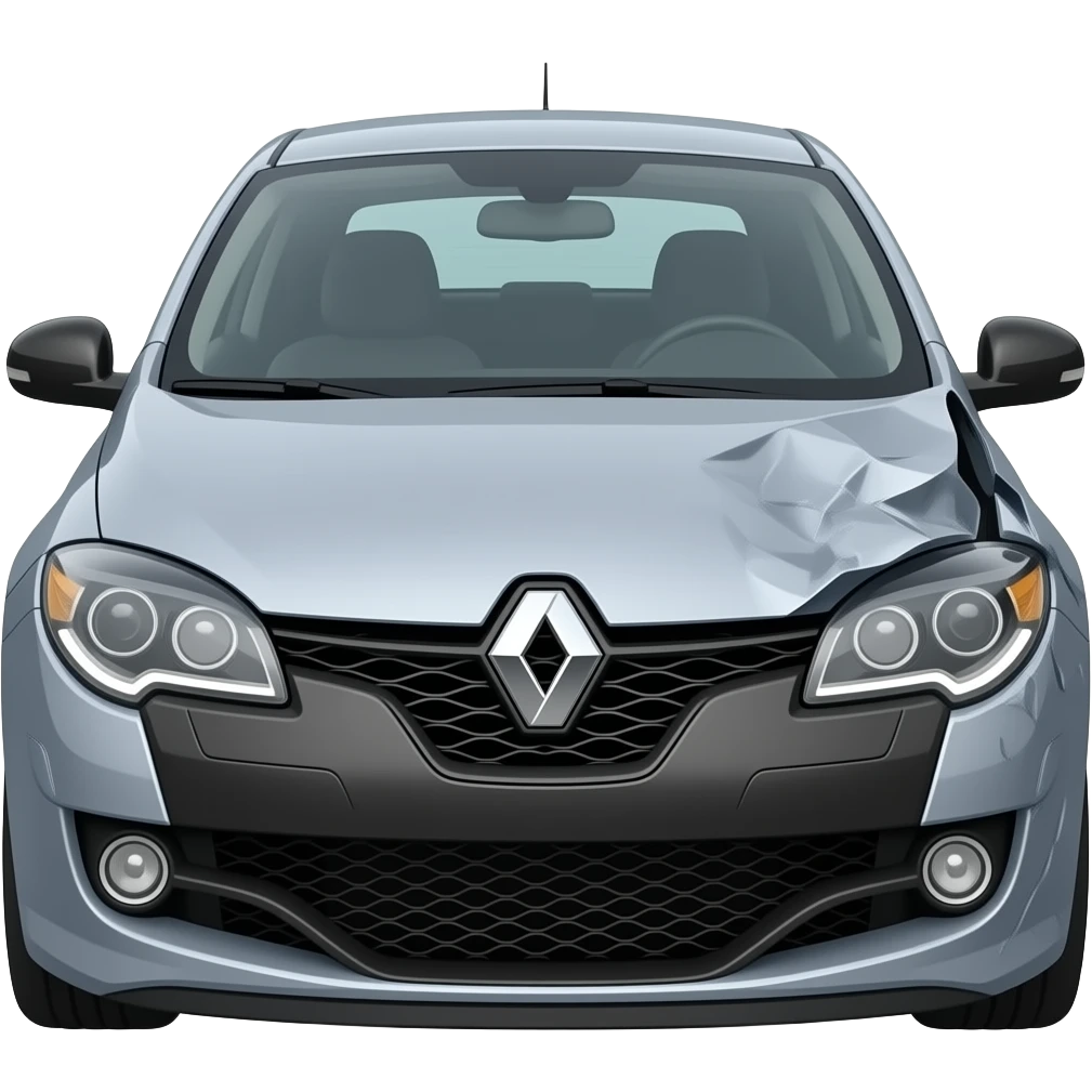 wreck renault grey megane rs front, highly detailed, hyper realistic emoji