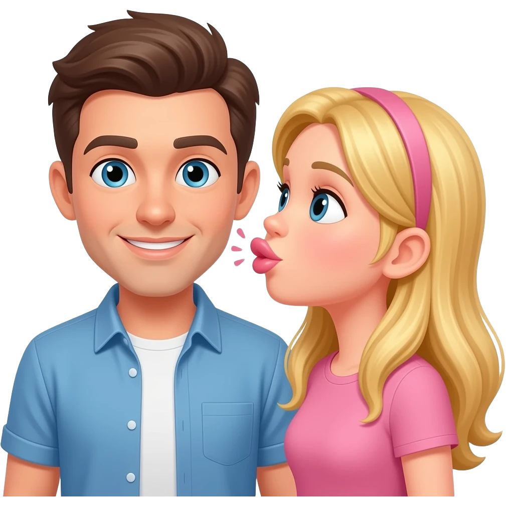 Emoji of a blonde girl blowing a guy emoji