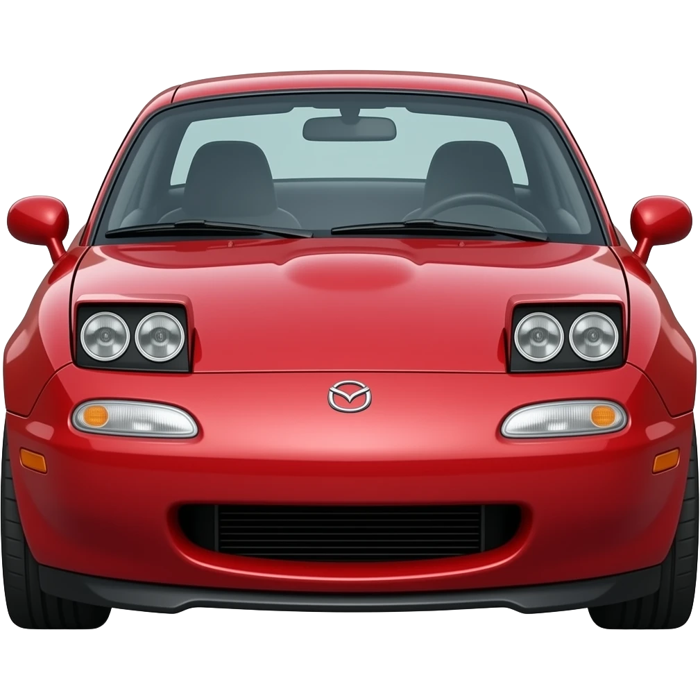 red mazda miata 1 popup headlights, highly detailed hyper realistic emoji
