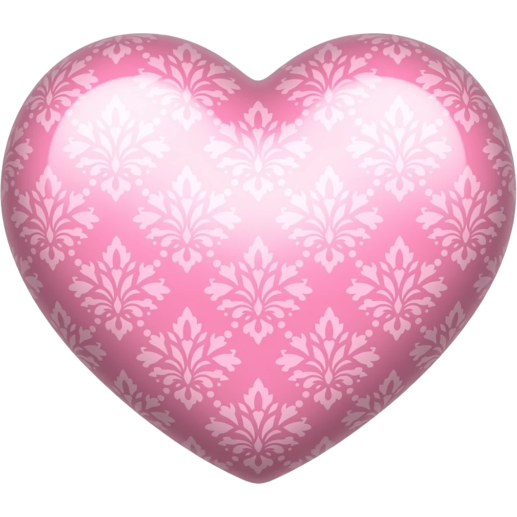 Rosy shiny glossy sparkly romantic pastel damask moon heart emoji