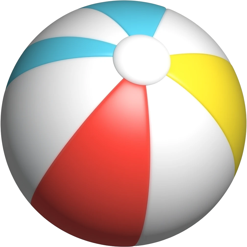 beach ball with colors white,blue,red ,yellow strips emoji