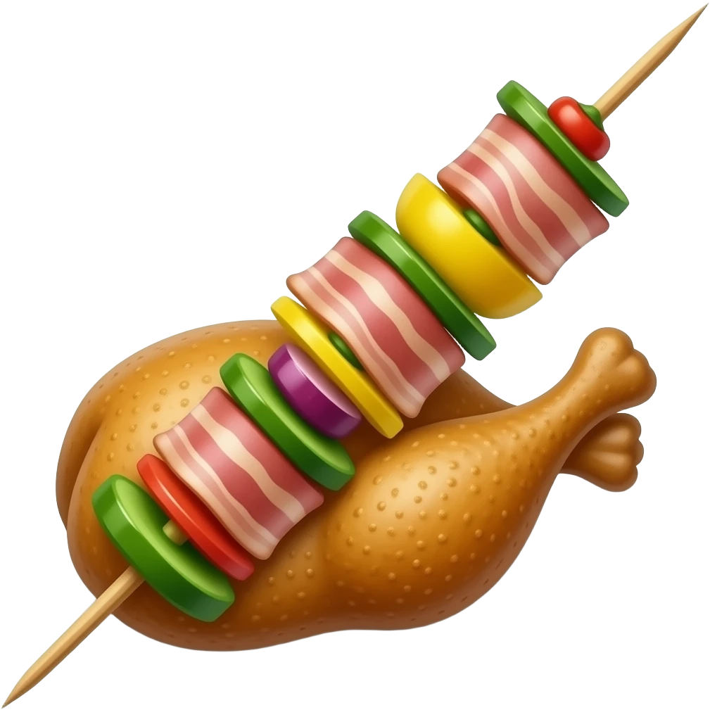 Chuzo de carne de pollo con tocineta sin verduras emoji