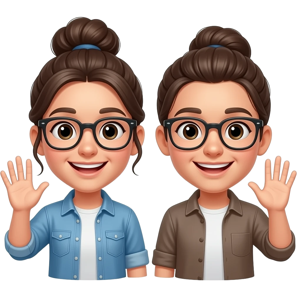 Freineds whith bownd owhith glasse waving to eachother emoji