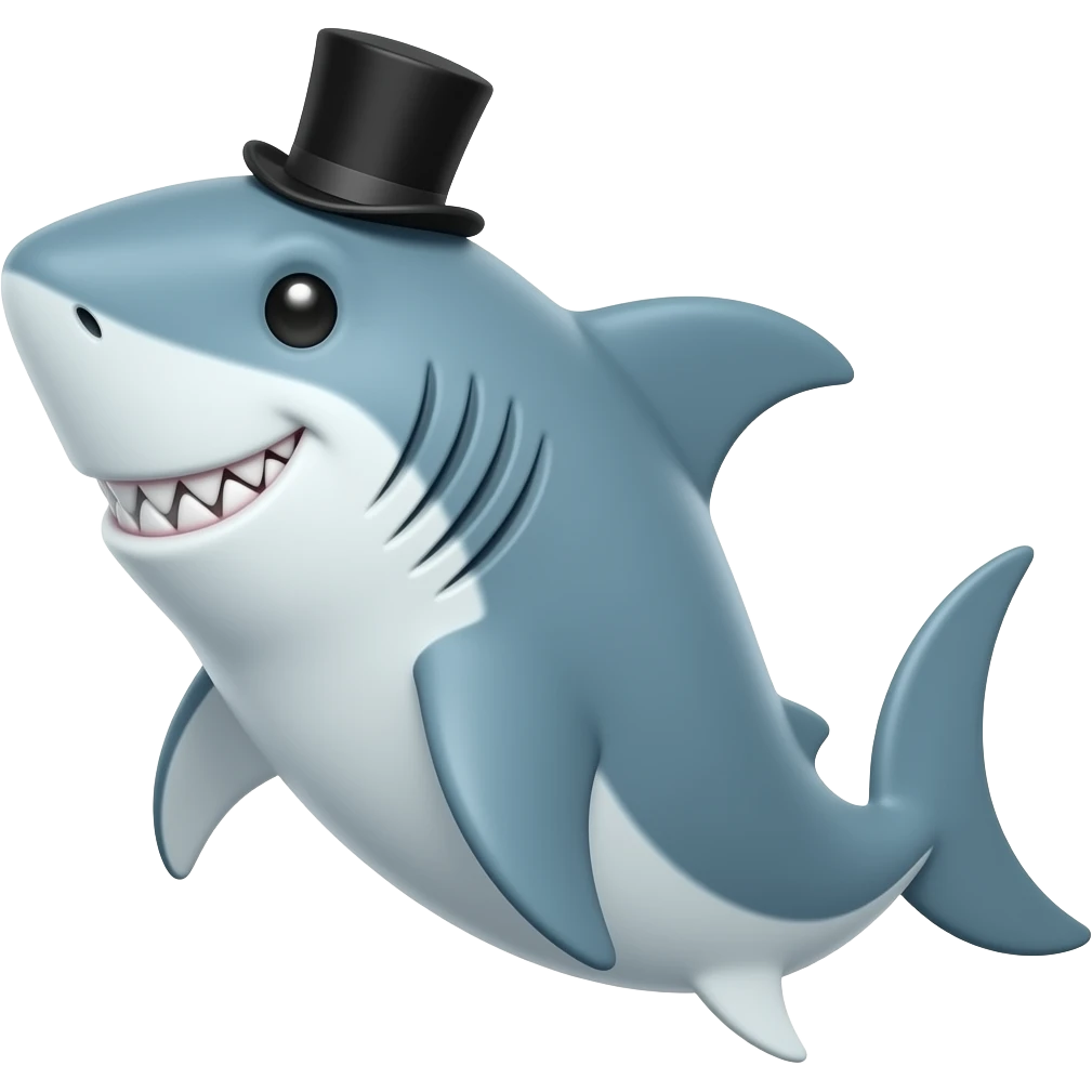 Shark with a top hat emoji