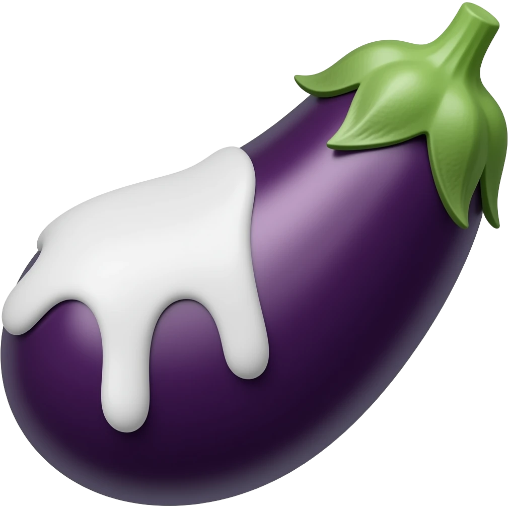 Can you make the egg plant emojis have white stuff dripping off of it emoji