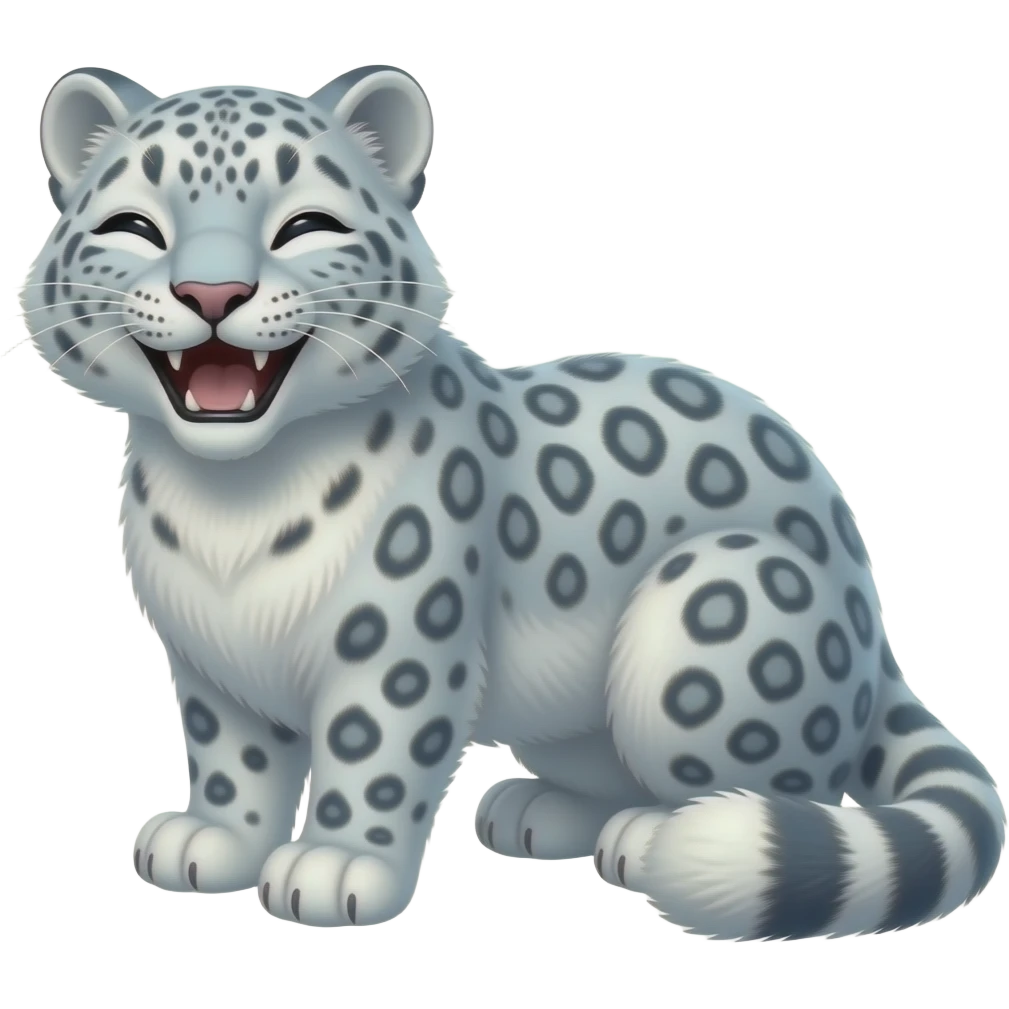 Fluffy Snow leopard laughing emoji