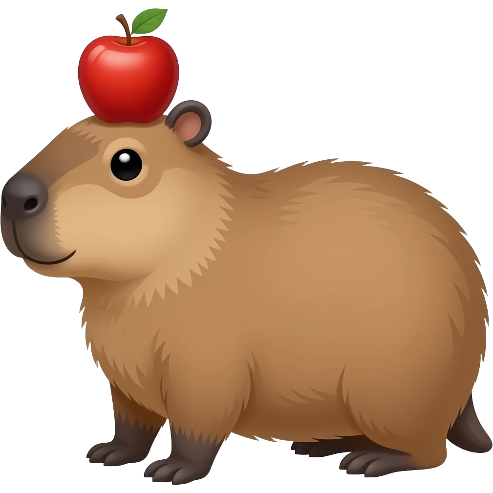 Capybara with Apple on his head emoji