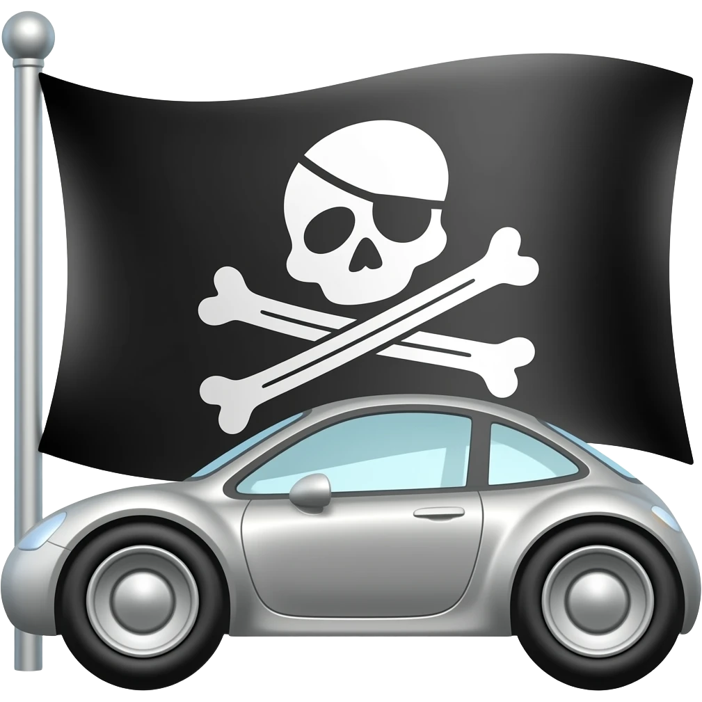 pavillon de pirate avec des piece de voiture emoji