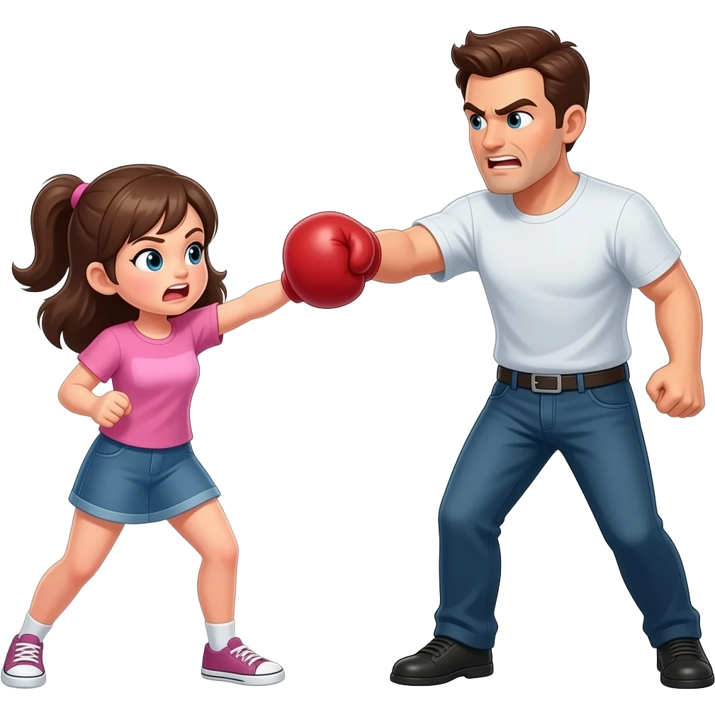 Girl angrily punching man emoji