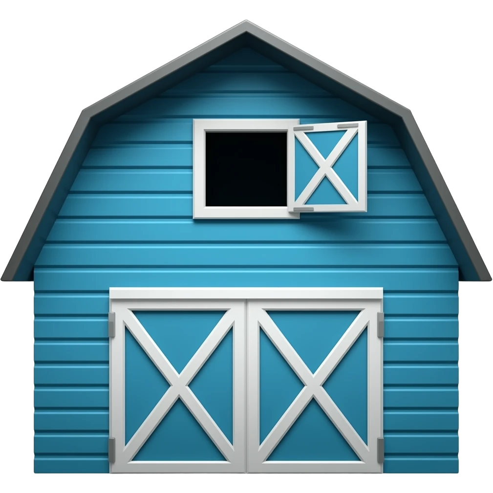 blue farm barn, please remove background emoji