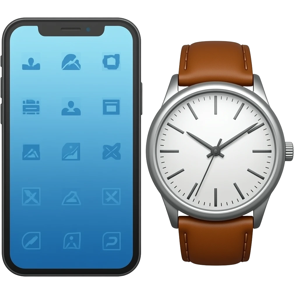 celular con reloj emoji