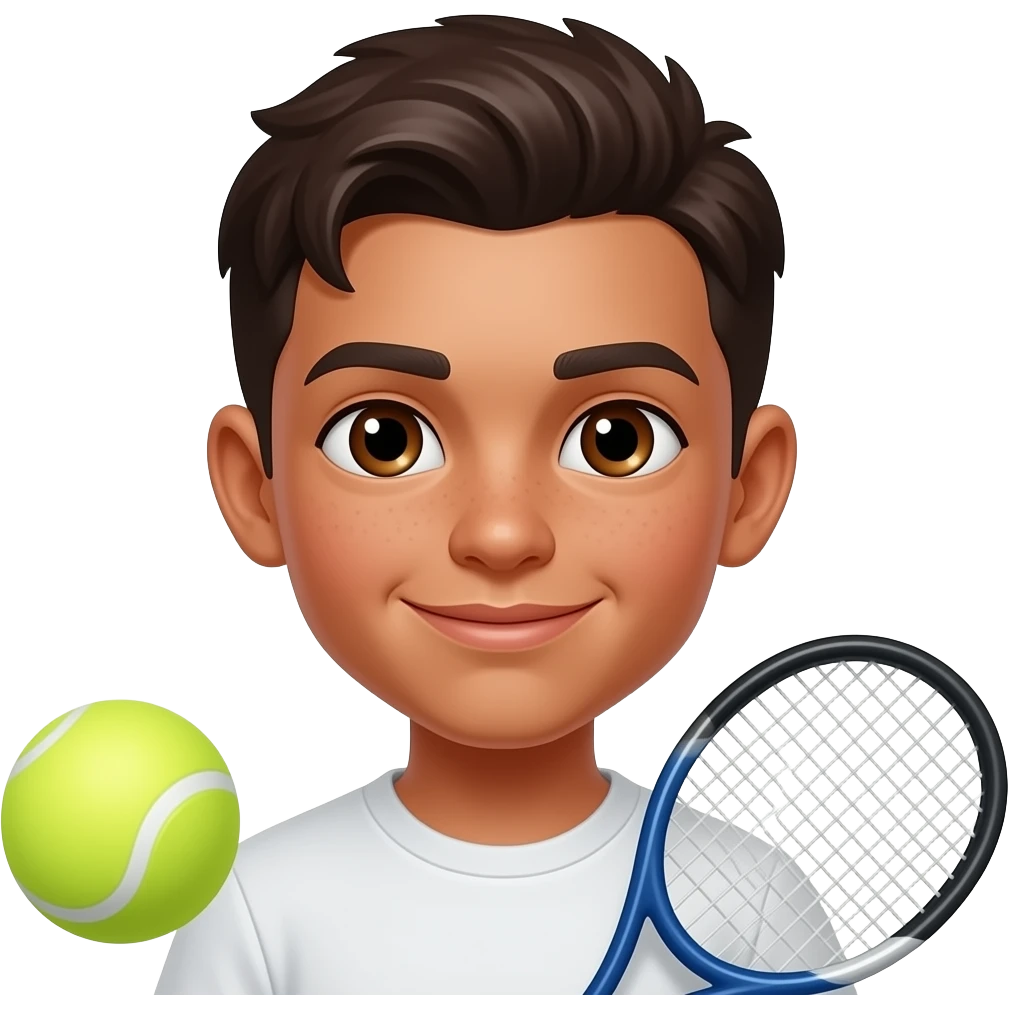 Un garçon métisse et deux brune yeux marrons un peu bronzer qui joue au padel emoji