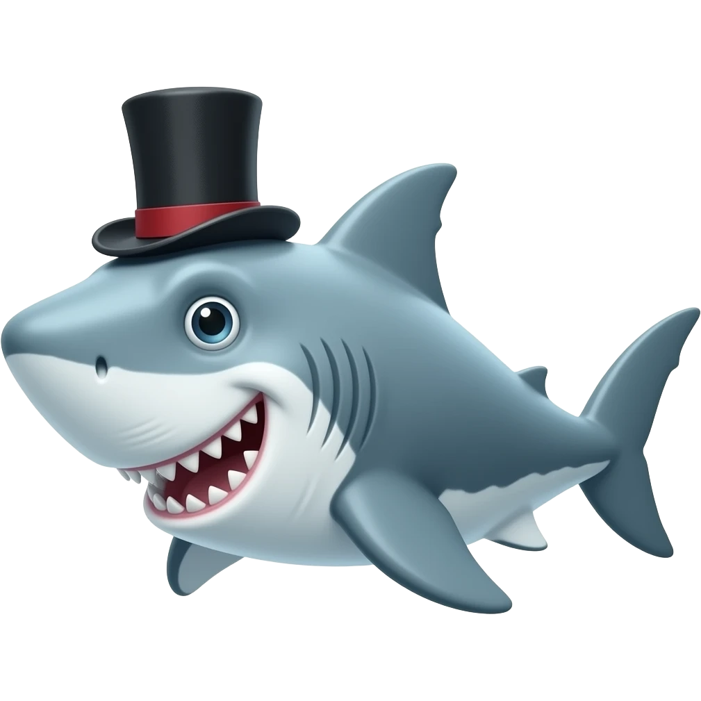 Shark with a top hat emoji