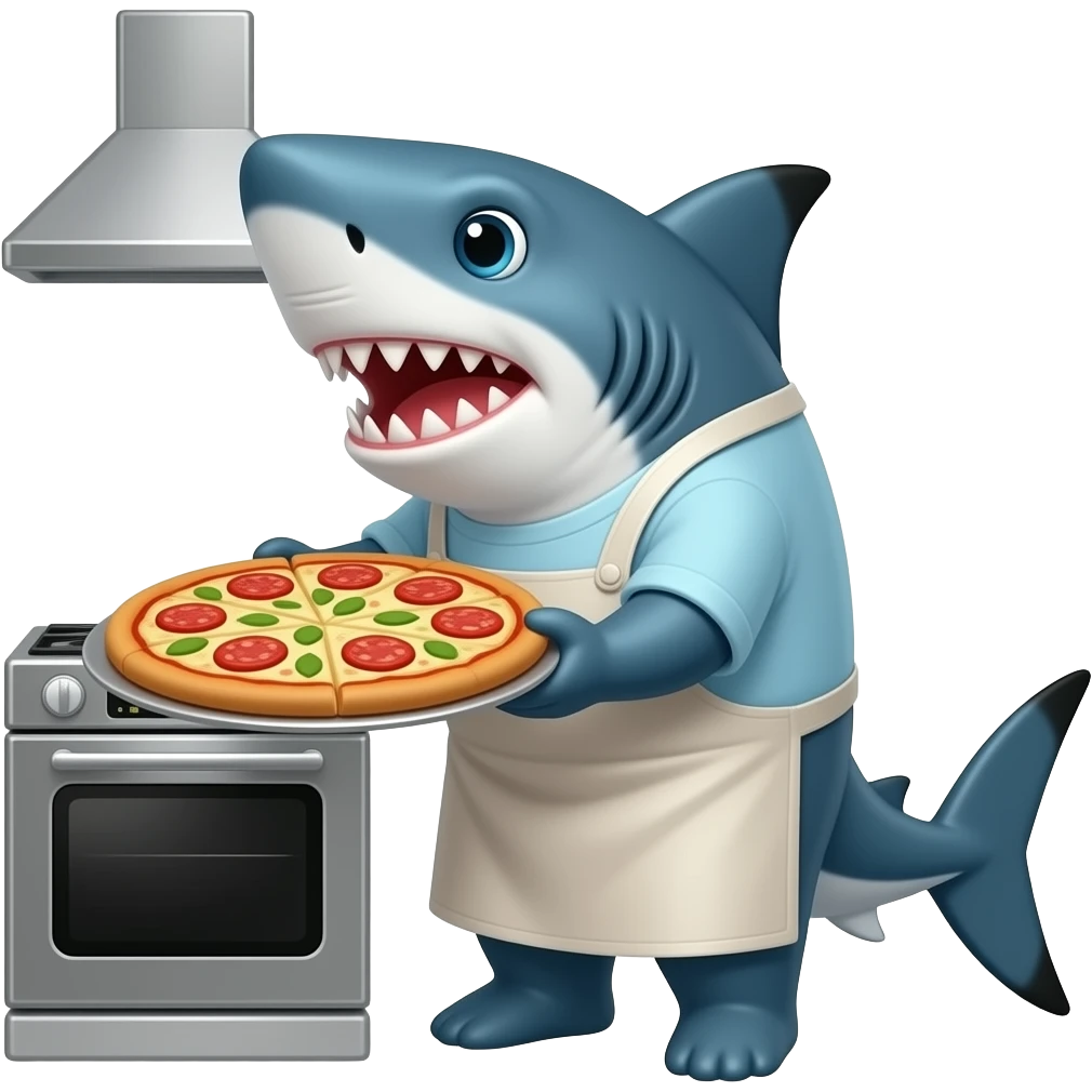 shark making pizza emoji