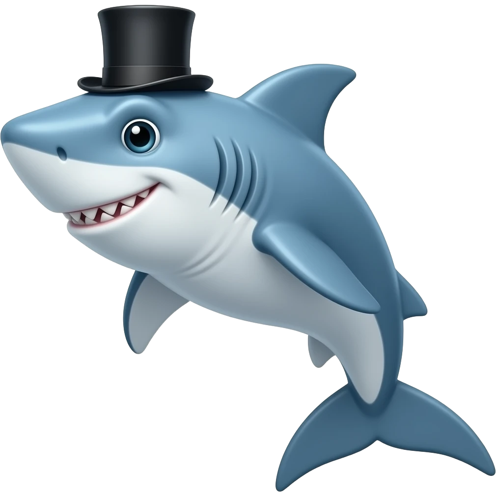 Shark with a top hat emoji