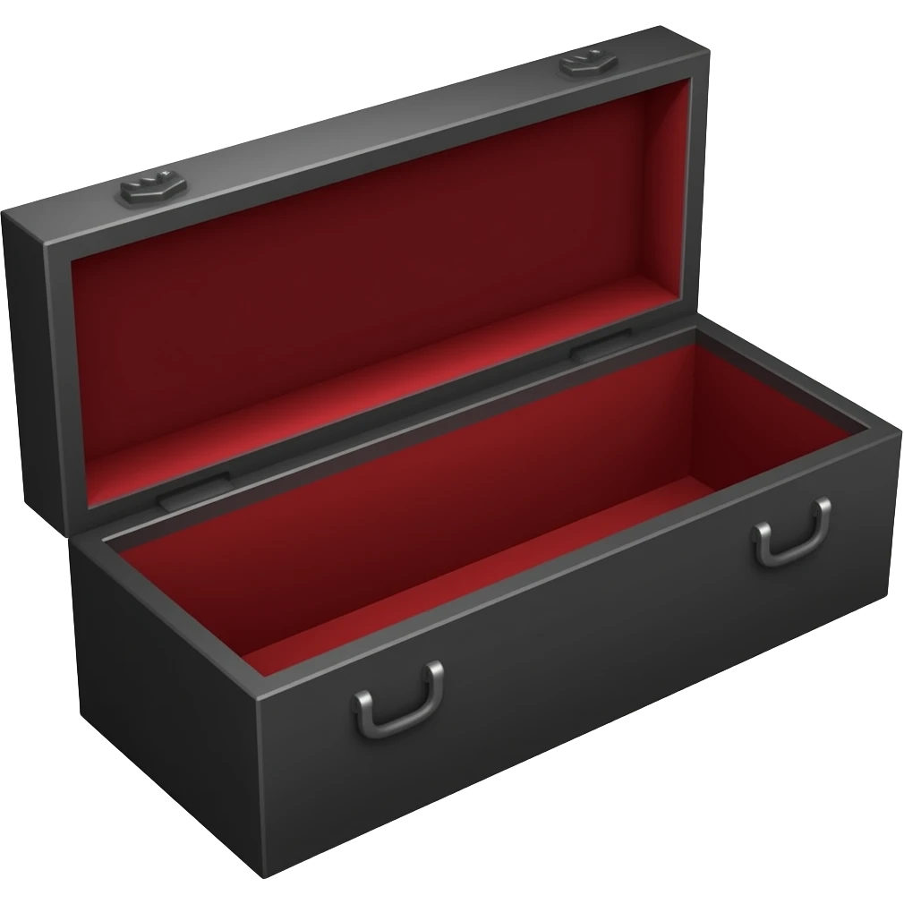 create a black coffin that is half opened and red inside emoji