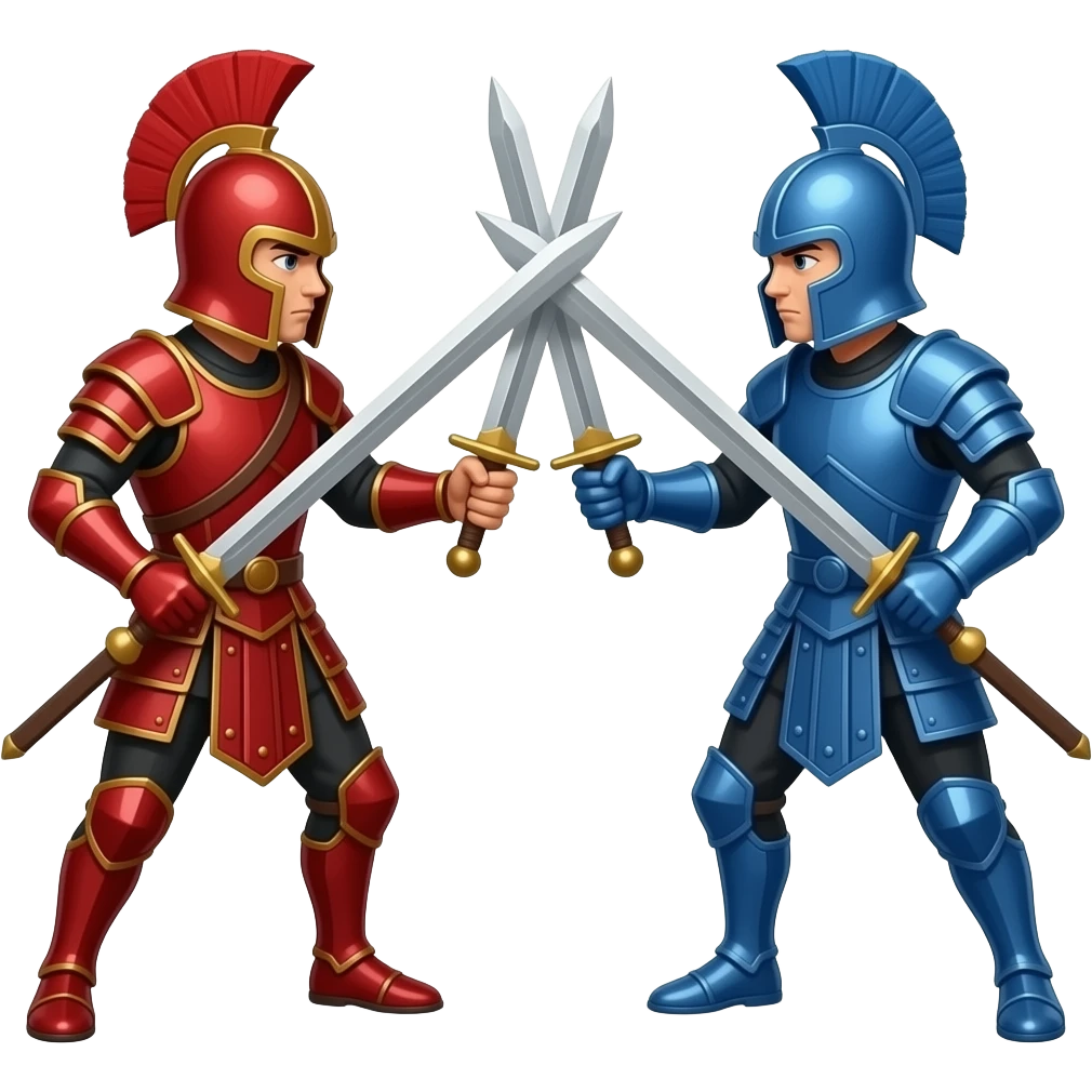Red vs blue and both of them have swords emoji