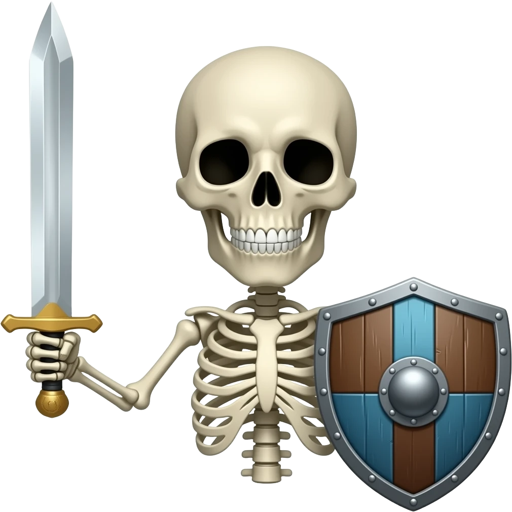 Skeleton with sword and shield emoji
