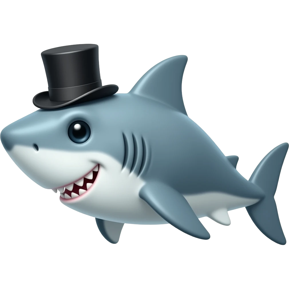 Shark with a top hat emoji