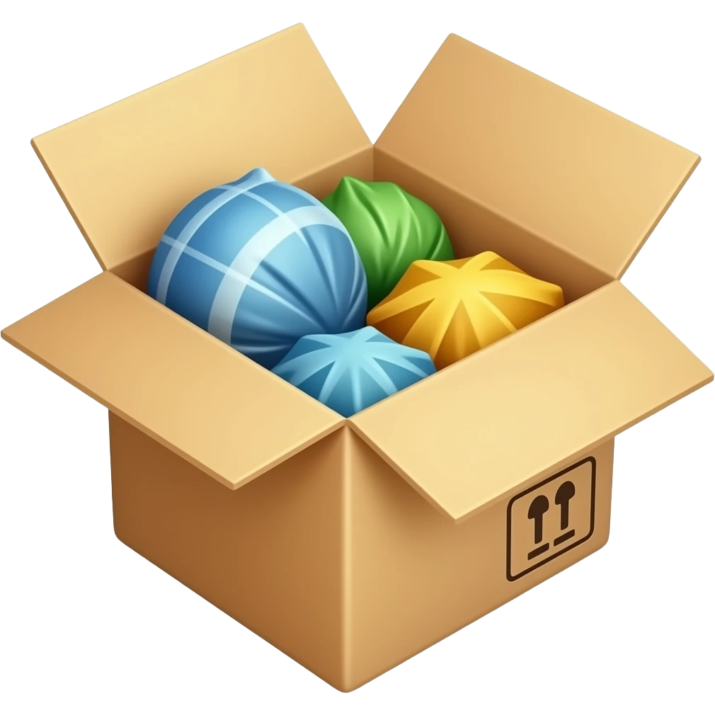 compress items on parcel emoji