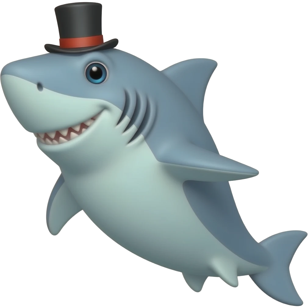 Shark with a top hat emoji