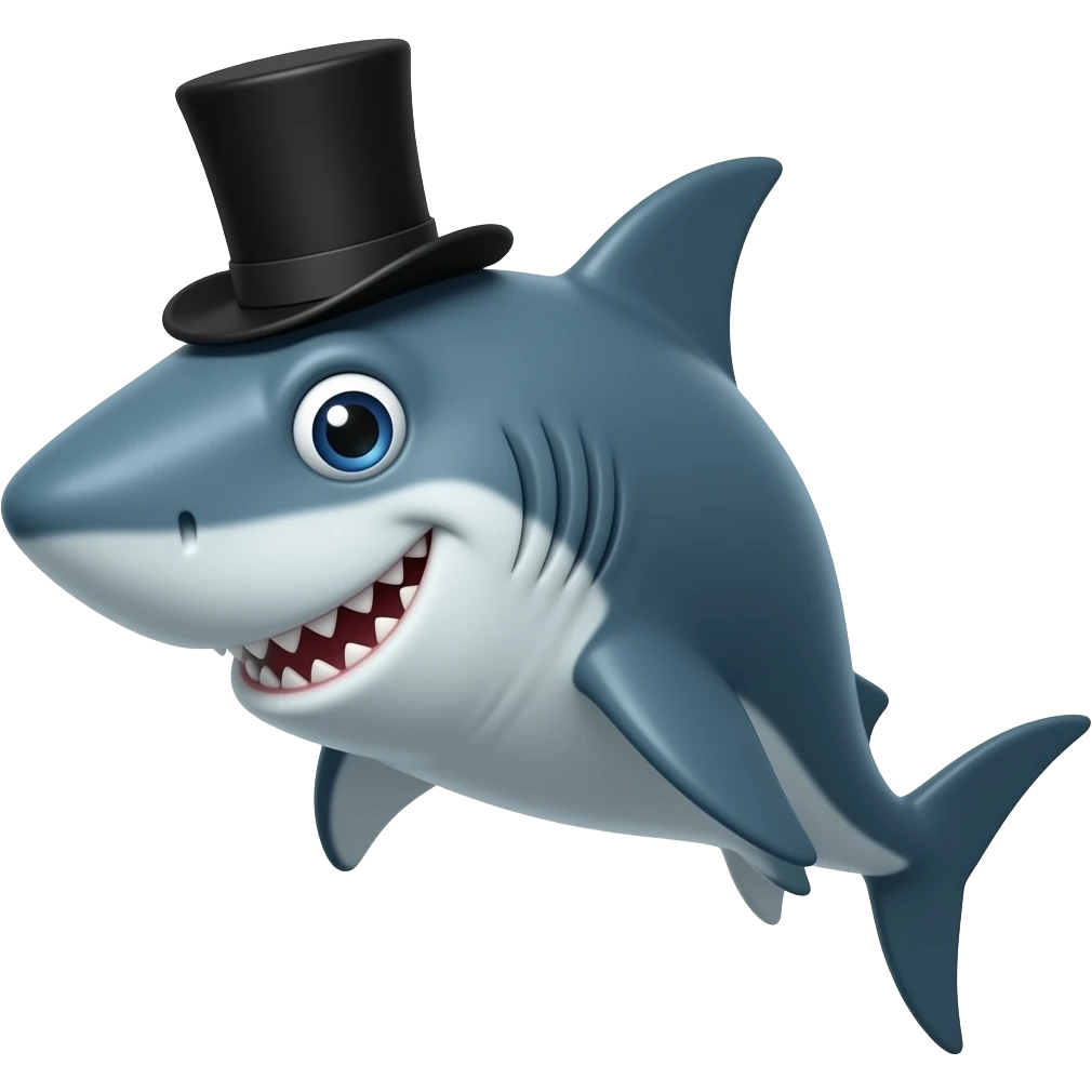 Shark with a top hat emoji
