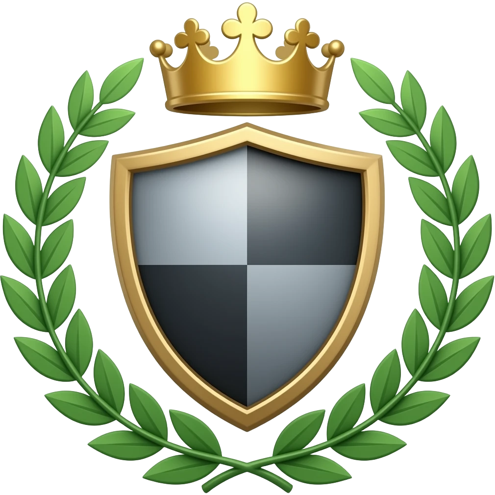 shield with a crown over it and a wreath surronding it emoji