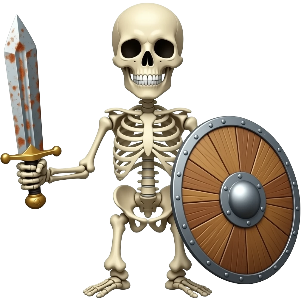 Skeleton with sword and shield emoji