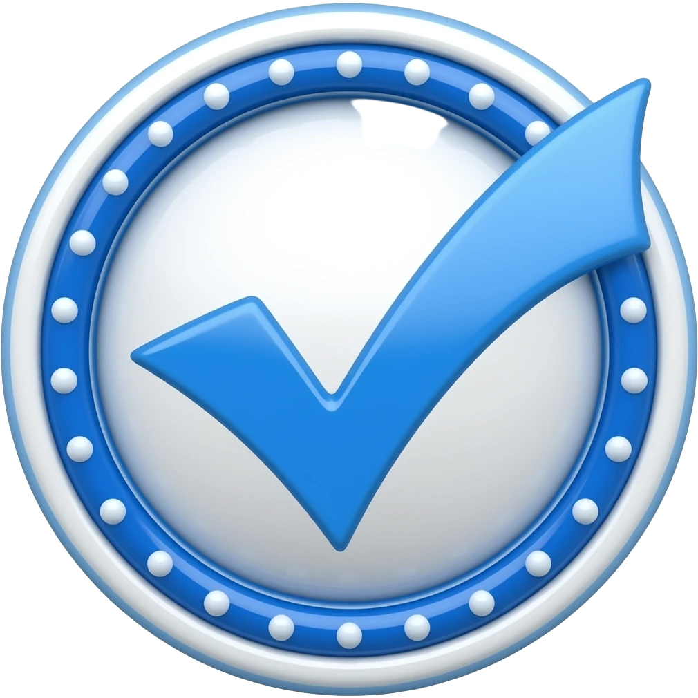 Tick mark ✅ In blue with circular edge and points on circular edge emoji