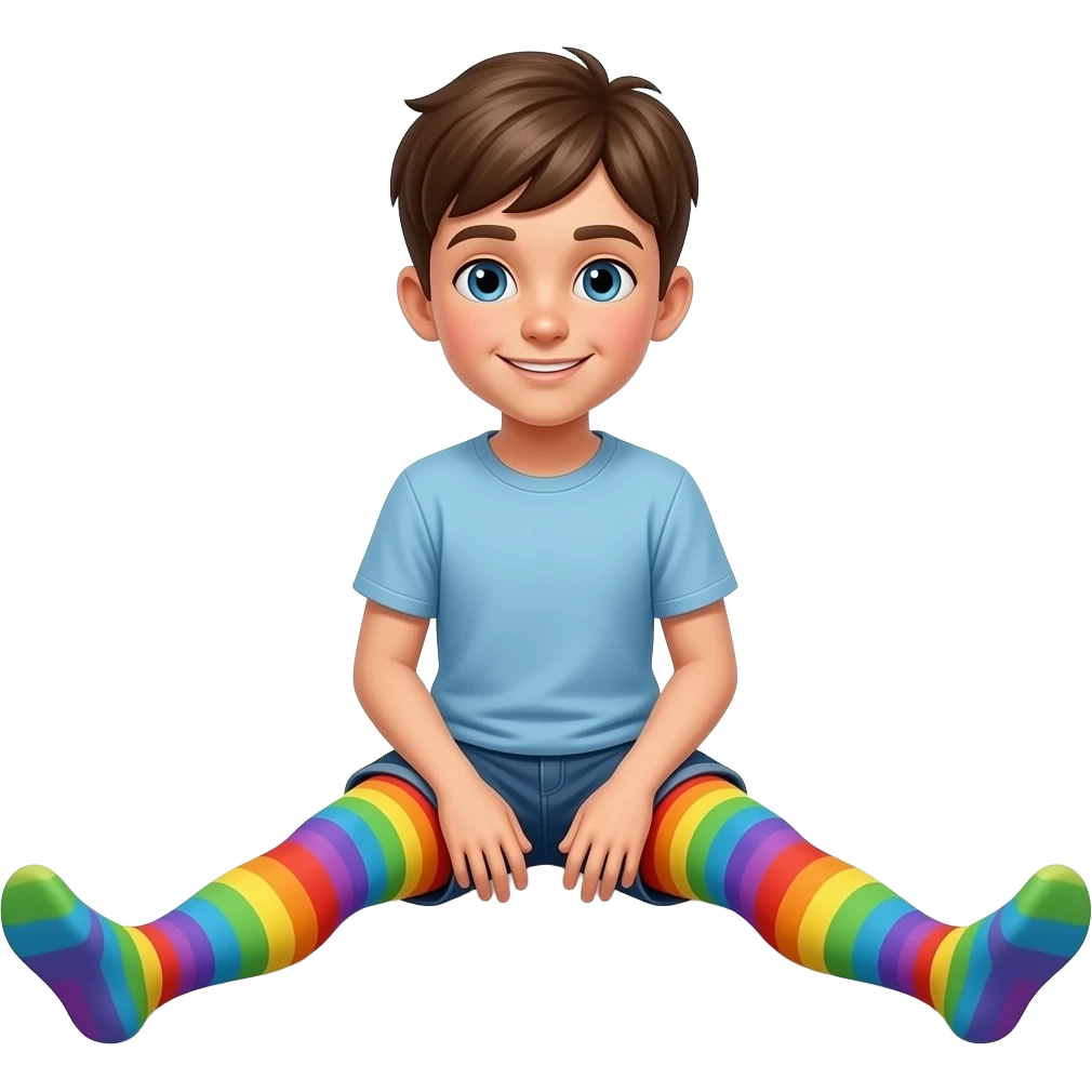 Boy in rainbow pantyhose legs spread just pantyhose emoji