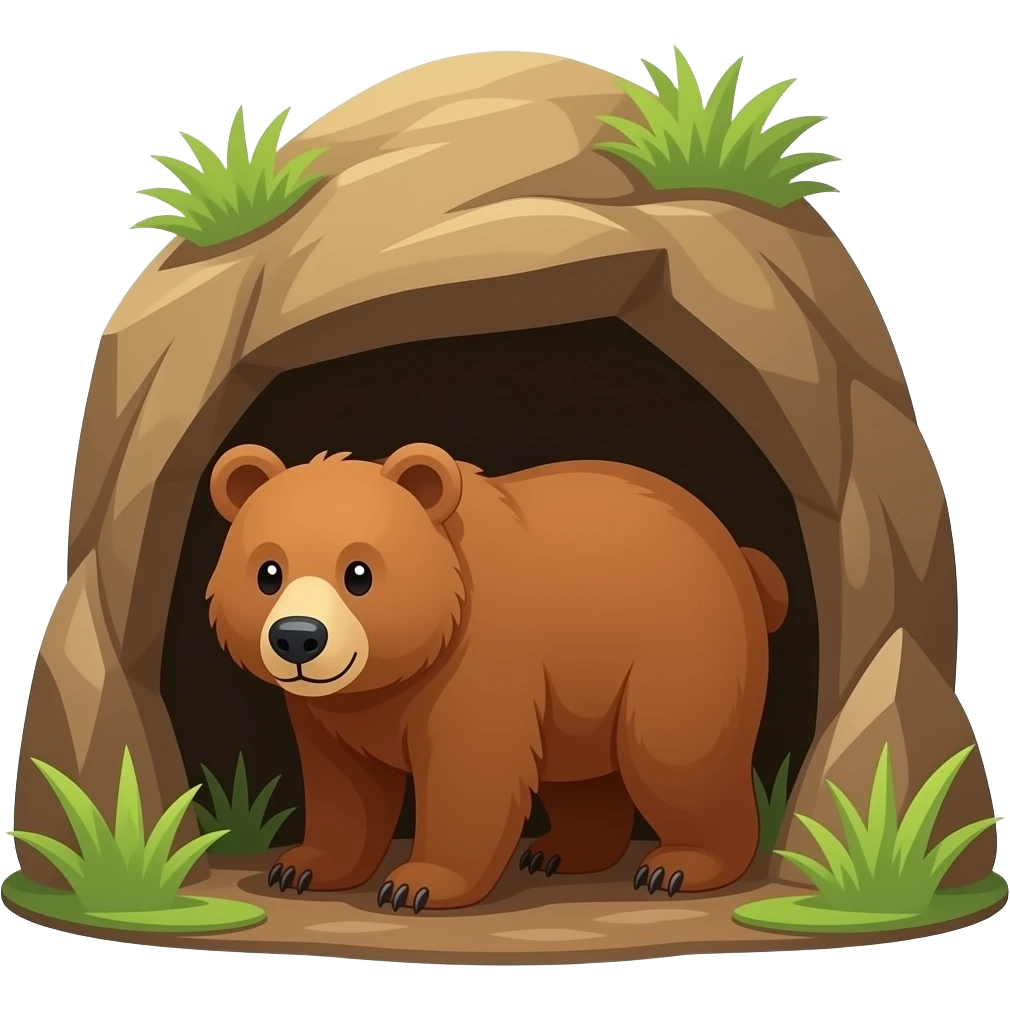 Bear hiding in cave emoji