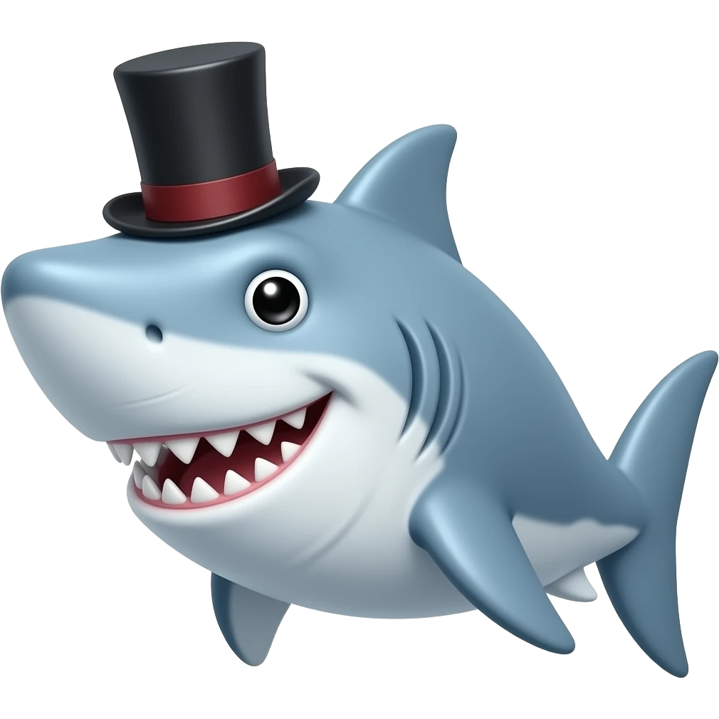 Shark with a top hat emoji
