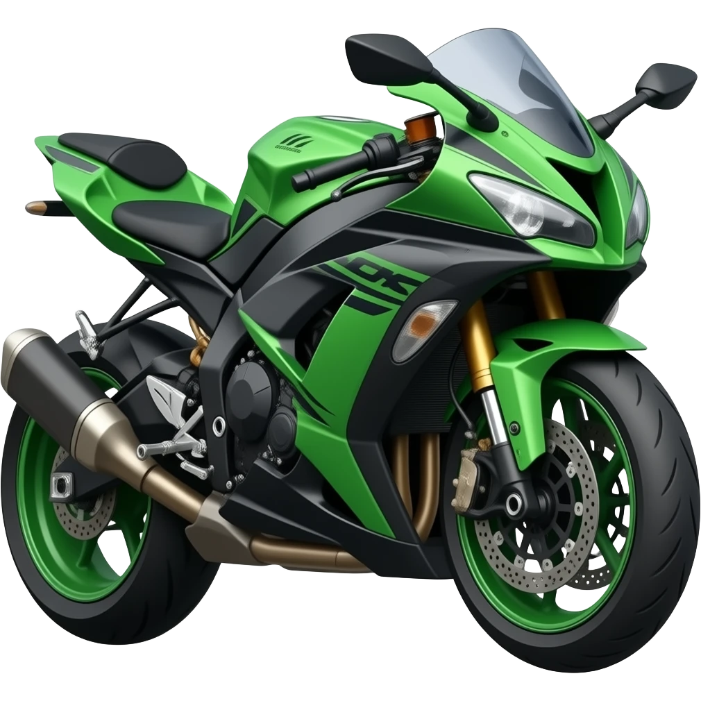 Crear emoji de moto negra con verde estilo deportiva emoji