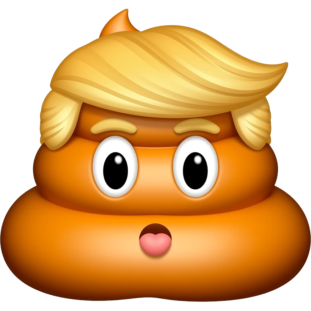 Orange poop with trump hair more orange and pouting with his small mouth emoji