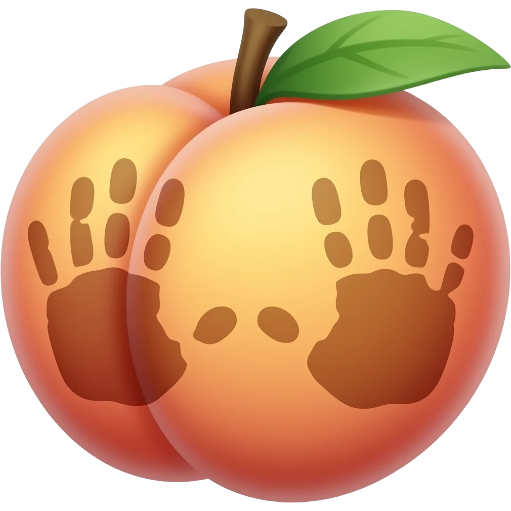 Peace fruit 🍑 with hand prints emoji