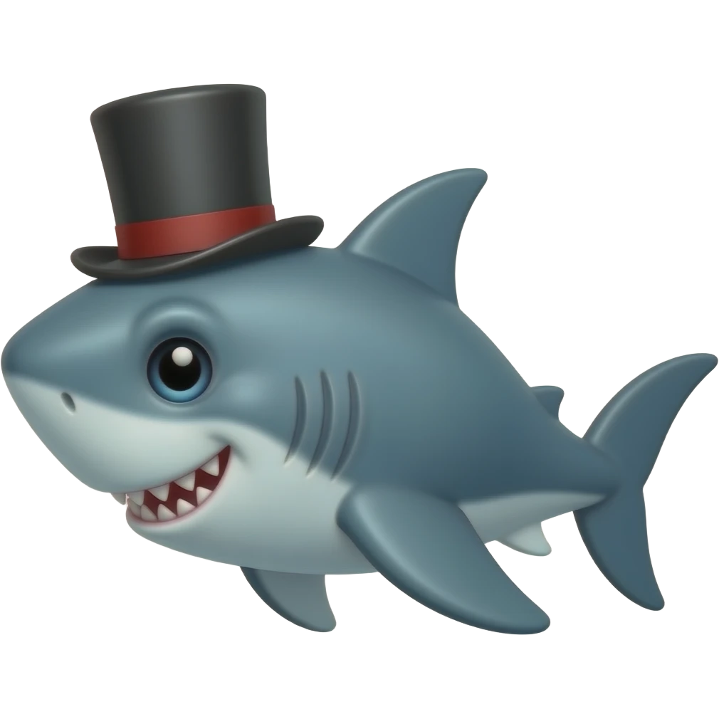 Shark with a top hat emoji