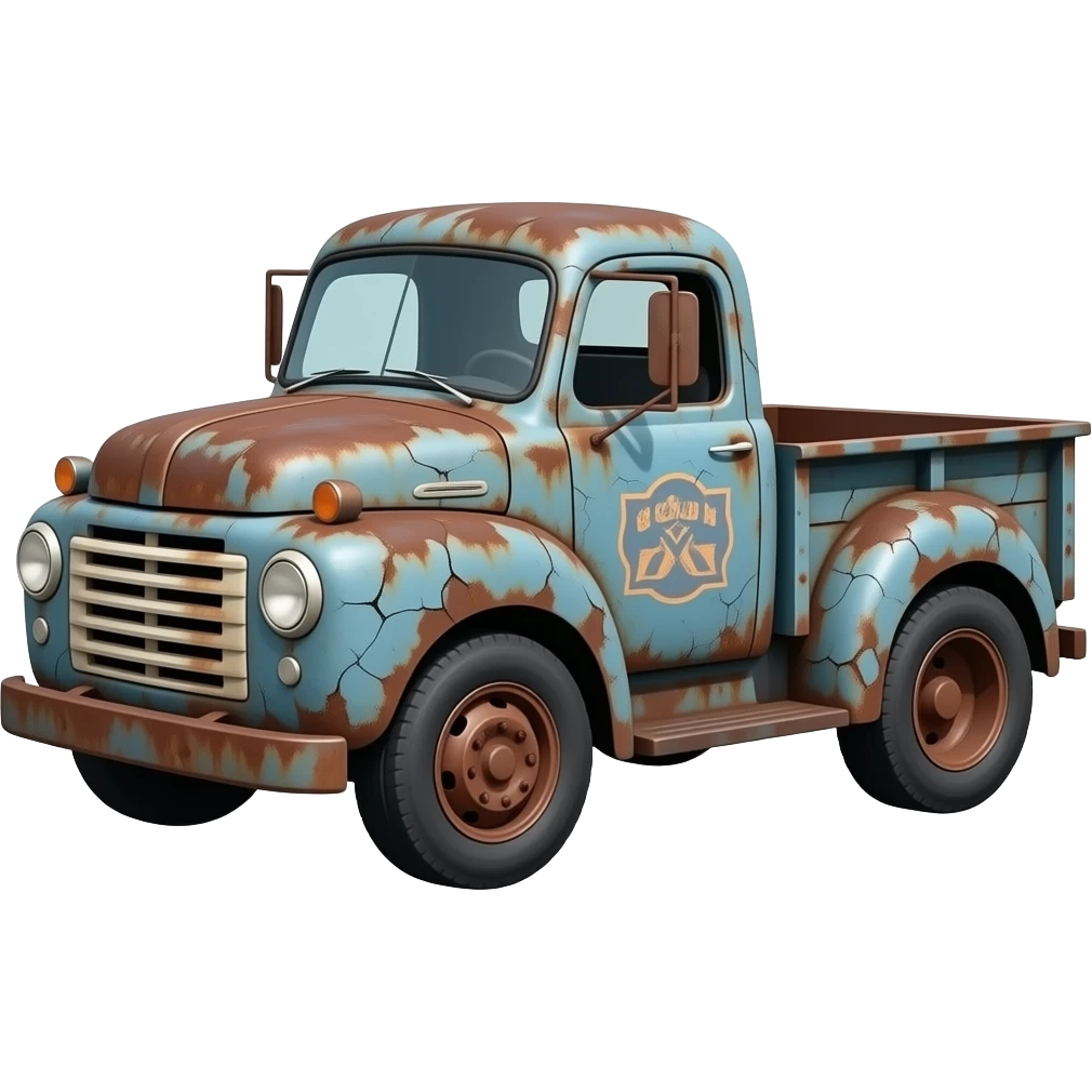 c10 rusted farm truck, highly detailed hyper realistic emoji
