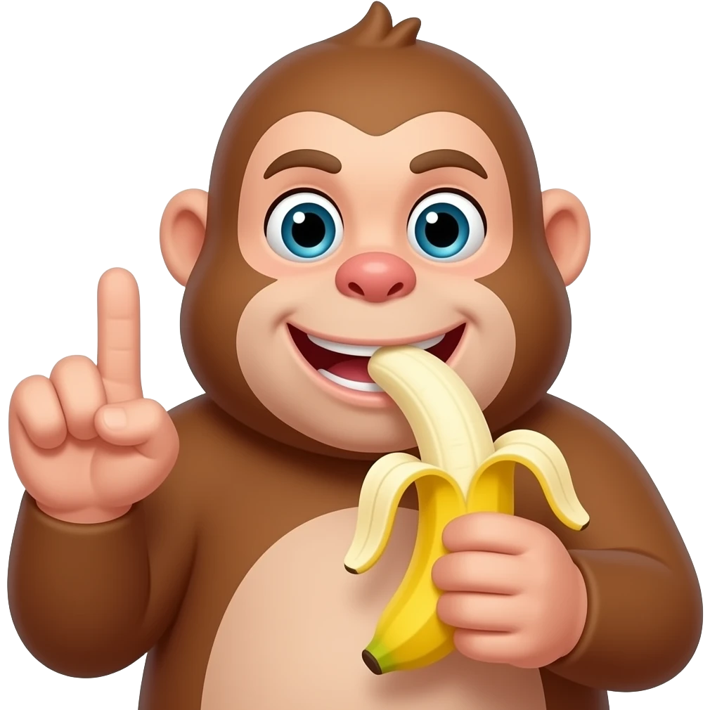 сделай обизьяну кушающи банан и показывай средний палец emoji