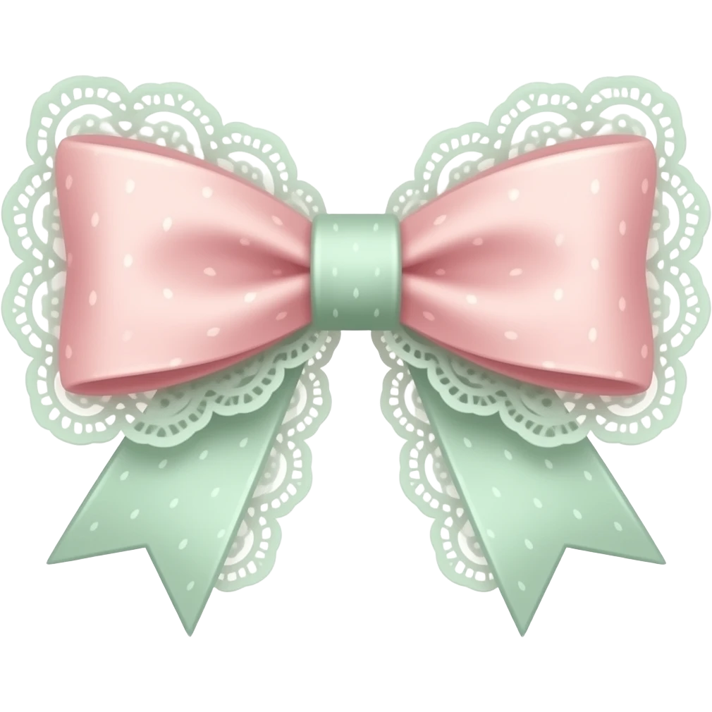 Cute strawberry light pink & light green bow lace coquette bow emoji