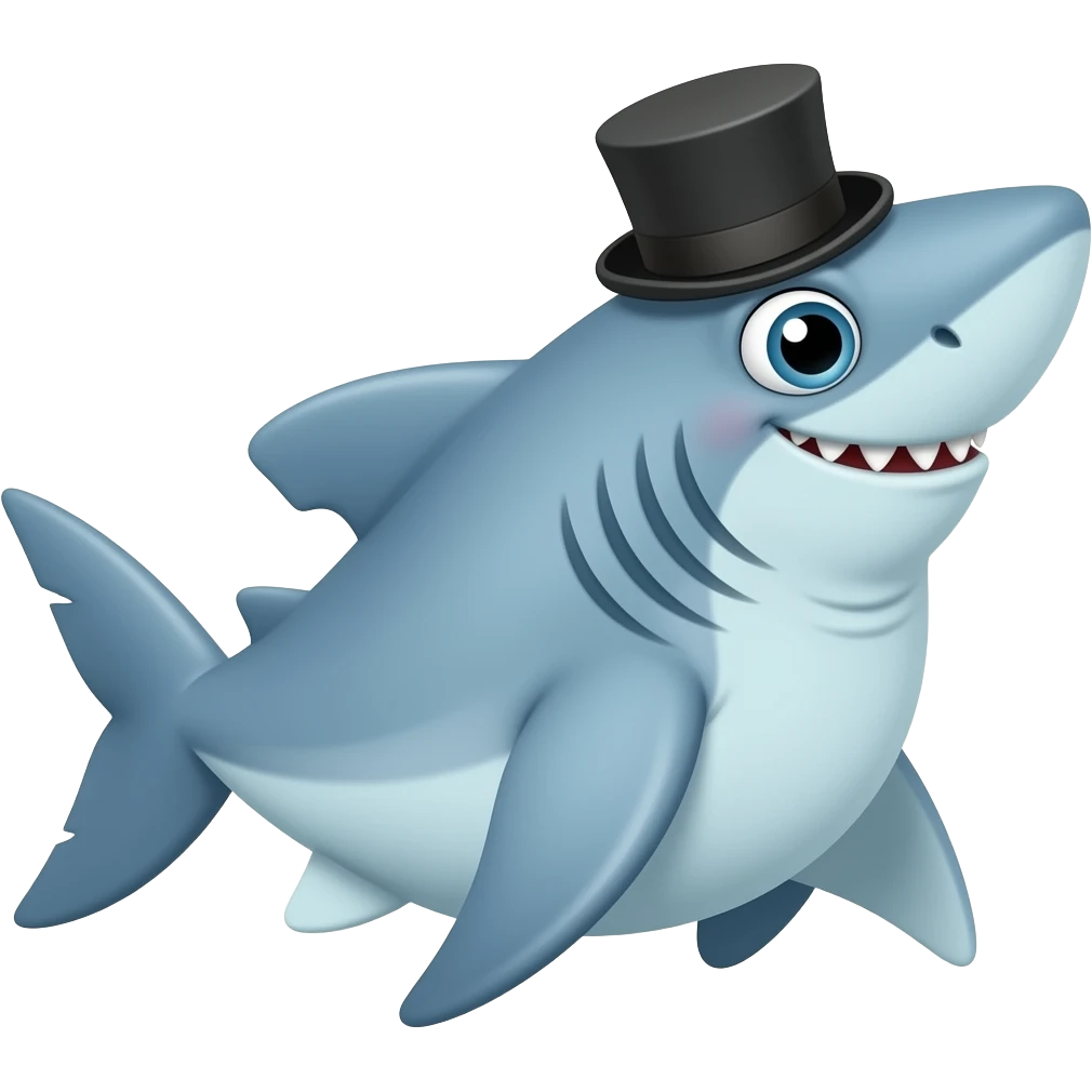 Shark with a top hat emoji