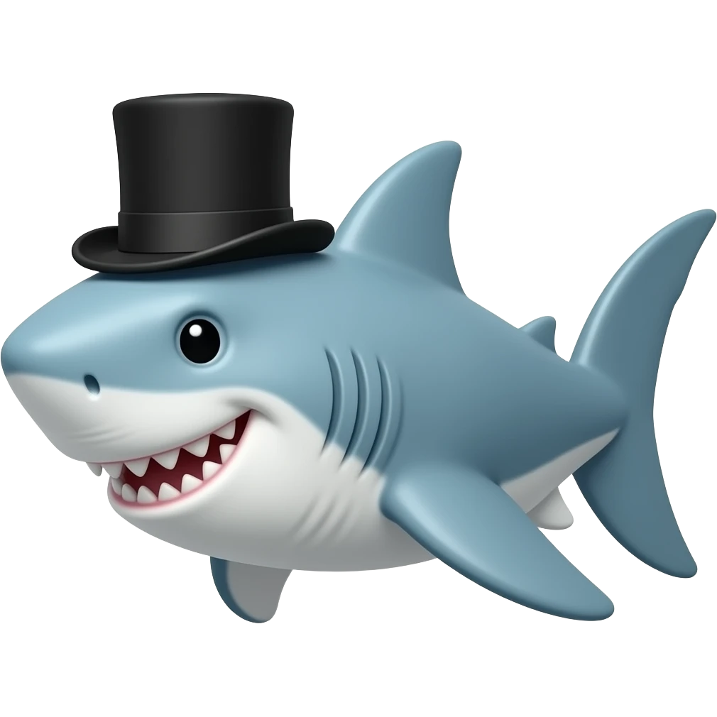 Shark with a top hat emoji