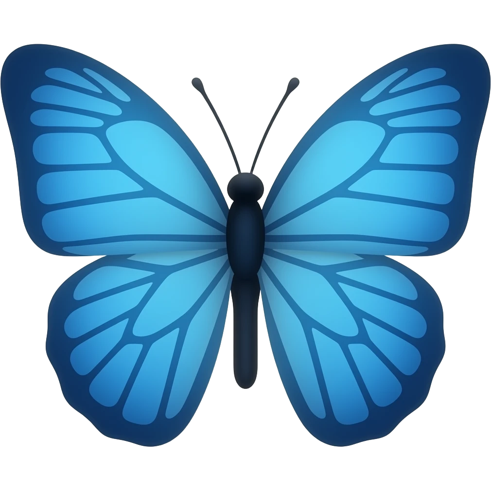 blue butterfly simple shapes detailed emoji